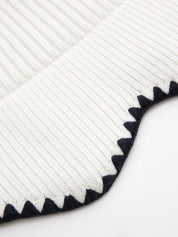 Polo Collar Contrast Trim Ribbed Knit Mini Dress