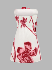 3D Floral Strapless Mini Dress
