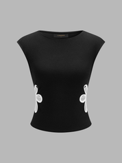 Flower Cutout Sleeveless Fitted Top