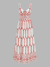 Boho Floral Print Cut-Out Maxi Dress