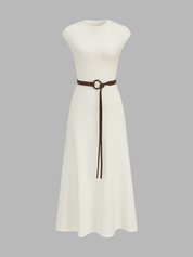 Sleeveless Knit Belted Maxi Dress