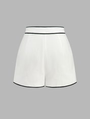 Cotton Linen Contrast Trim Top & Shorts Set