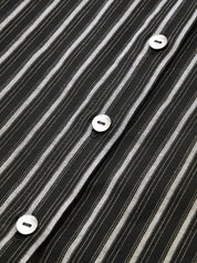 Striped Collared Sleeveless Tie Waist Midi Dress