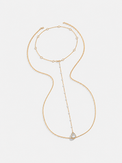 Pearl Station Lariat Backdrop Necklace
