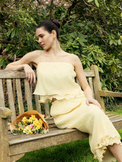 Pleated Layered Ruffle Skirt Set