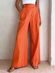 Relaxed Fit Vitamin C Linen Cotton Wide Leg Pants