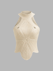 Sleeveless Hollow Out Knit Halter Top