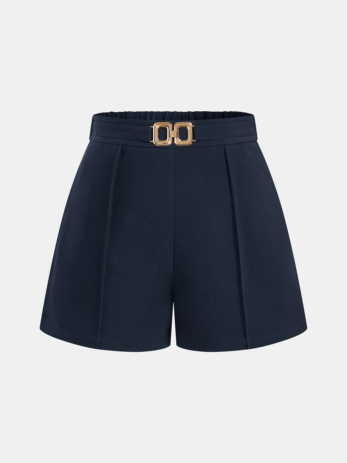 Mid Waist Metal Buckle A-Line Shorts