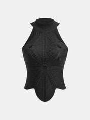 Sleeveless Hollow Out Knit Halter Top