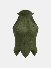 Sleeveless Hollow Out Knit Halter Top