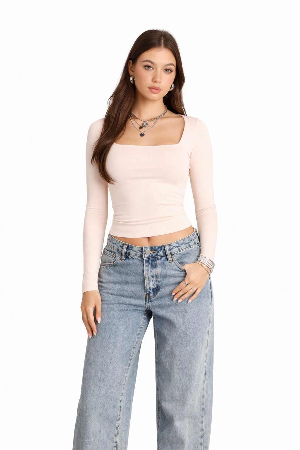 Second Look Square Neck Long Sleeve Top