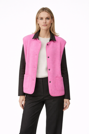 Ovelia Damesbodywarmer – Trendy wollen gilet met knopen en elegante V-hals