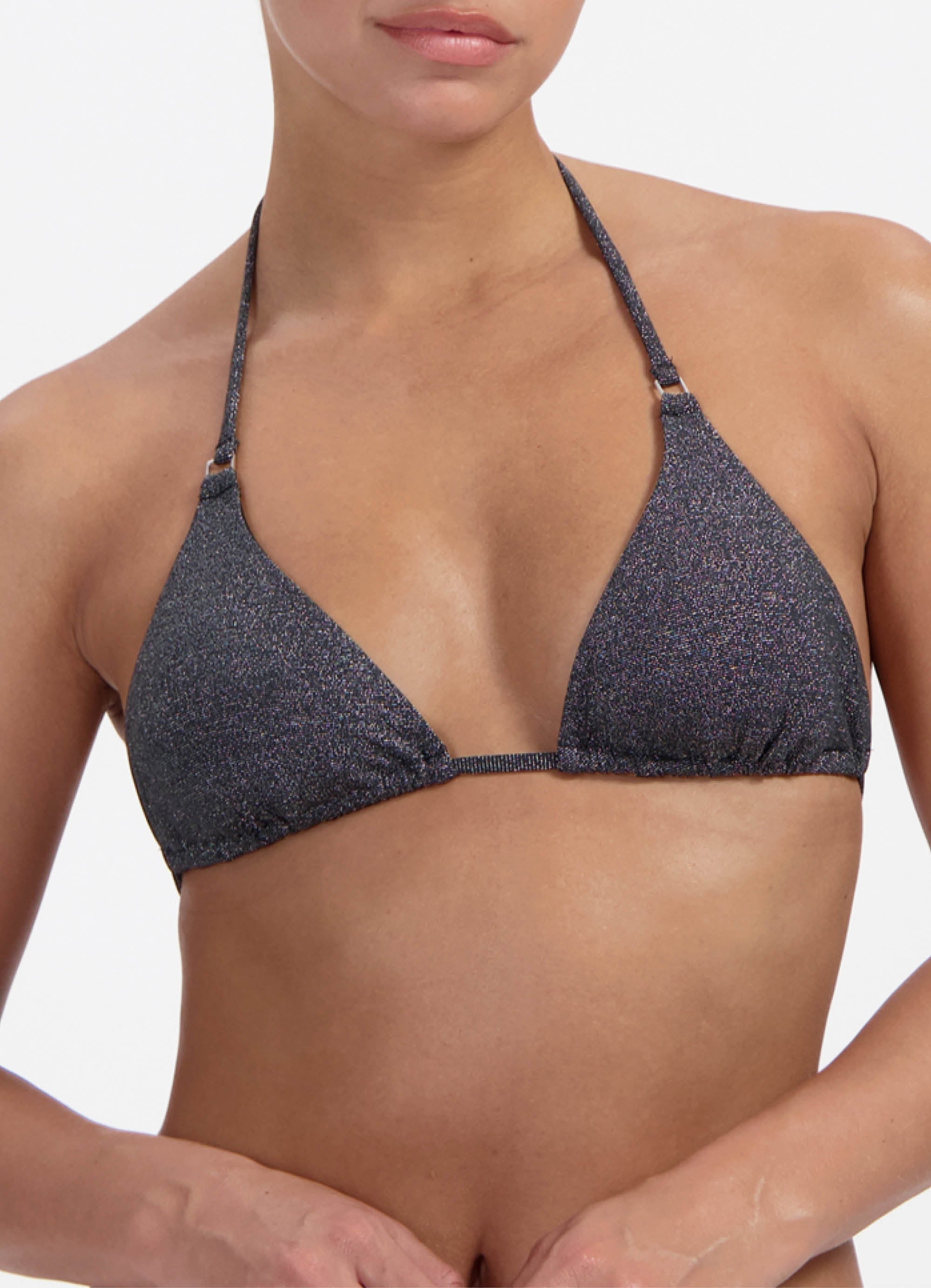Black Glitter triangel bikinitop