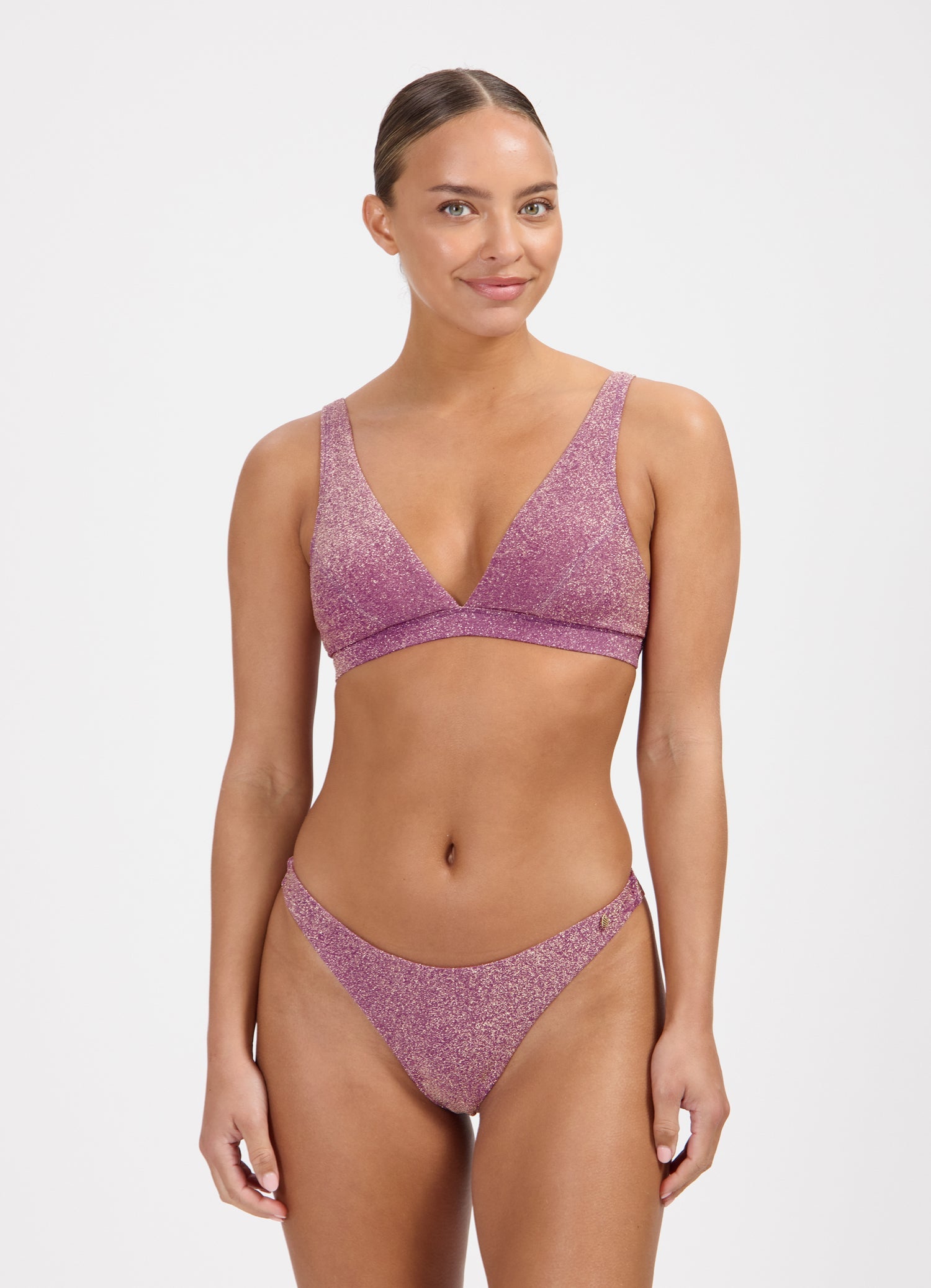 Mauve Glitter V-shape bikinitop
