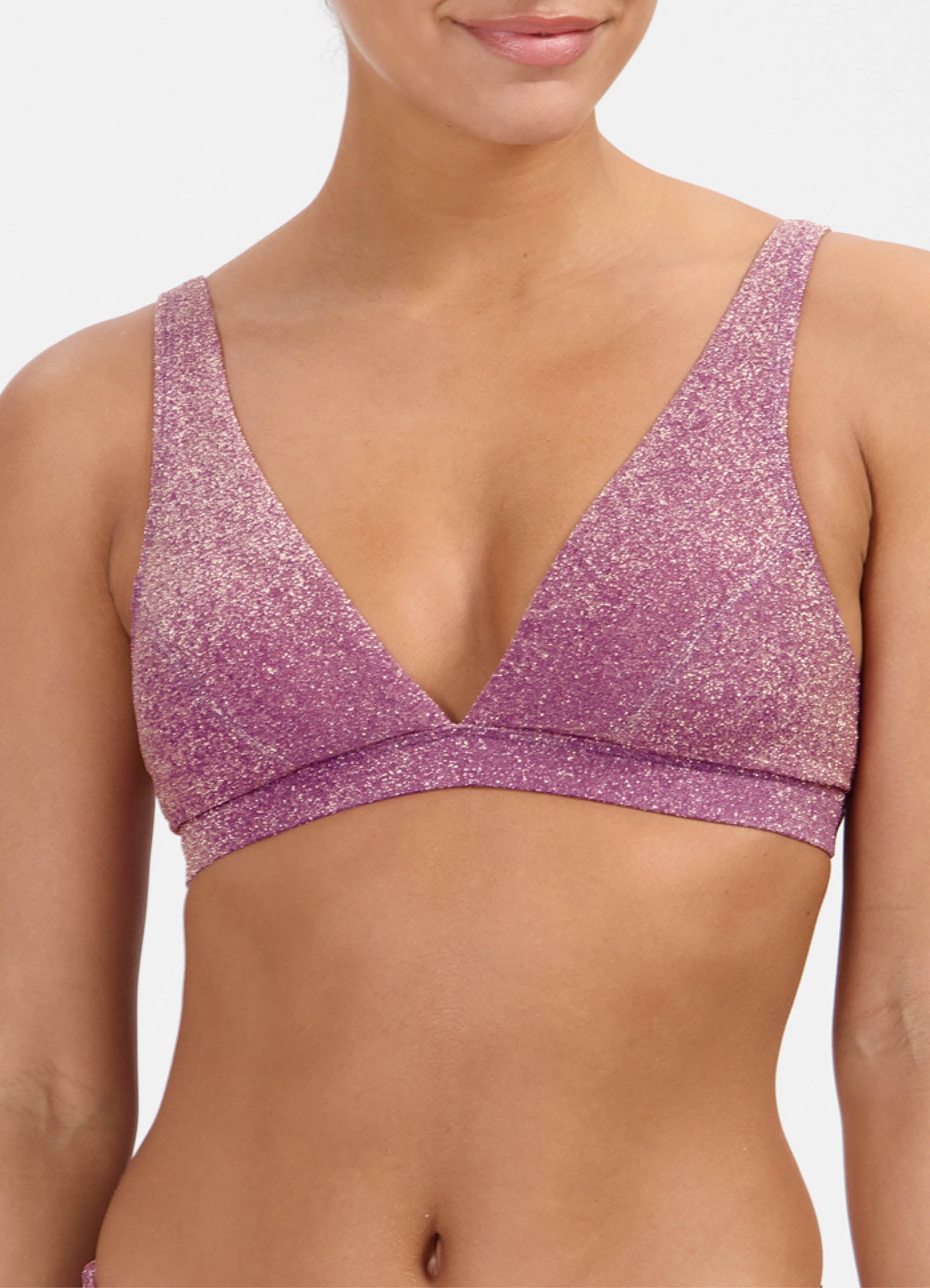 Mauve Glitter V-shape bikinitop