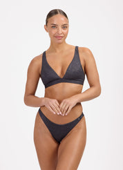 Black Glitter V-shape bikinitop