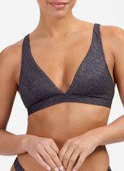 Black Glitter V-shape bikinitop