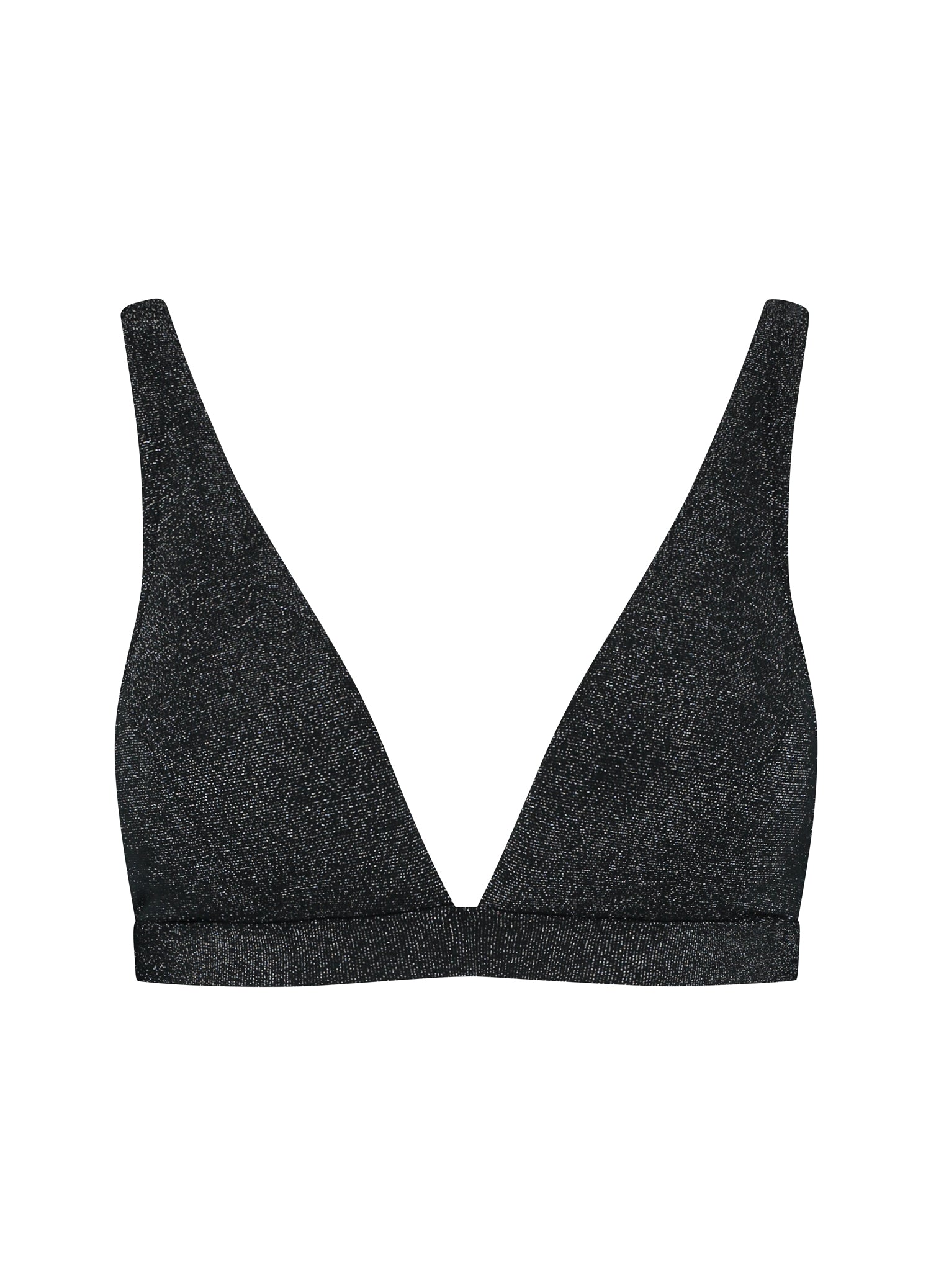 Black Glitter V-shape bikinitop