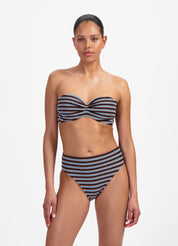 Blue Ribbed Stripe bandeau bikinitop