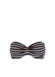 Blue Ribbed Stripe bandeau bikinitop