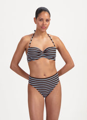 Blue Ribbed Stripe bandeau bikinitop