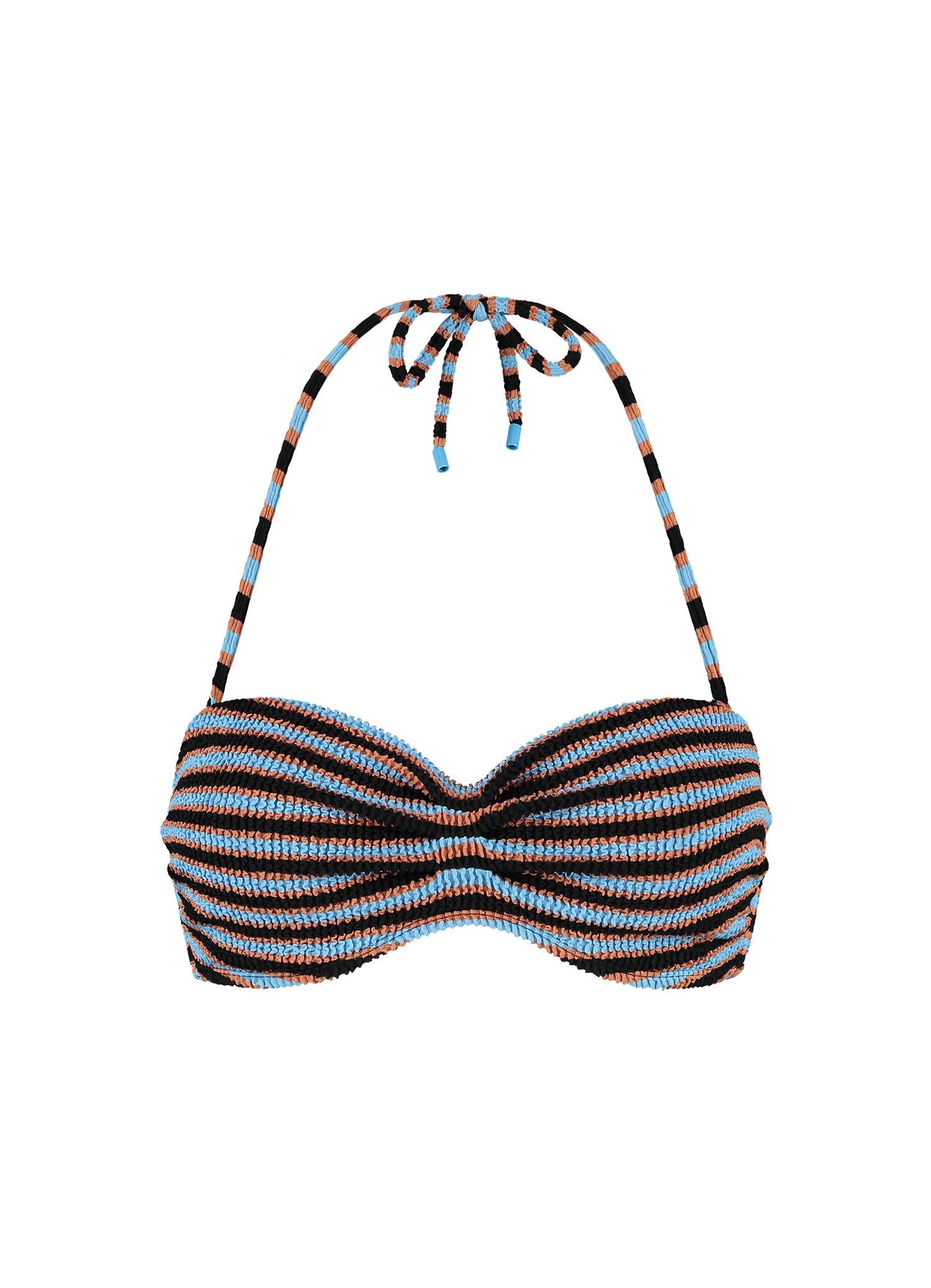 Blue Ribbed Stripe bandeau bikinitop