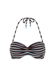 Blue Ribbed Stripe bandeau bikinitop