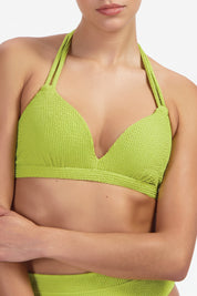 Pistache halter bikinitop met beugel