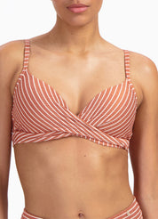 Caramel Stripe twist bikinitop