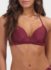 Burgundy Shine halter bikinitop met beugel