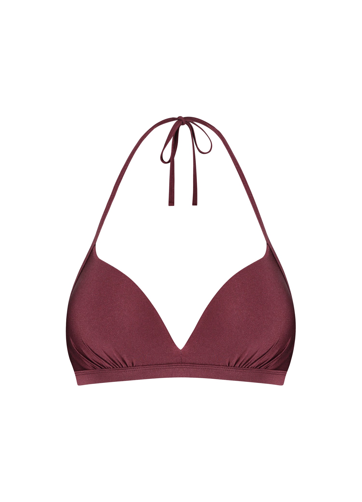 Burgundy Shine halter bikinitop met beugel