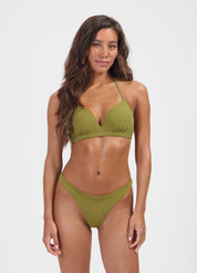 Deep Olive halter bikinitop met beugel