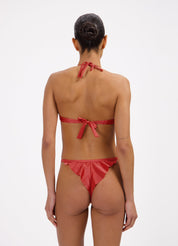 Red Shine string met ruffle bikinibroekje