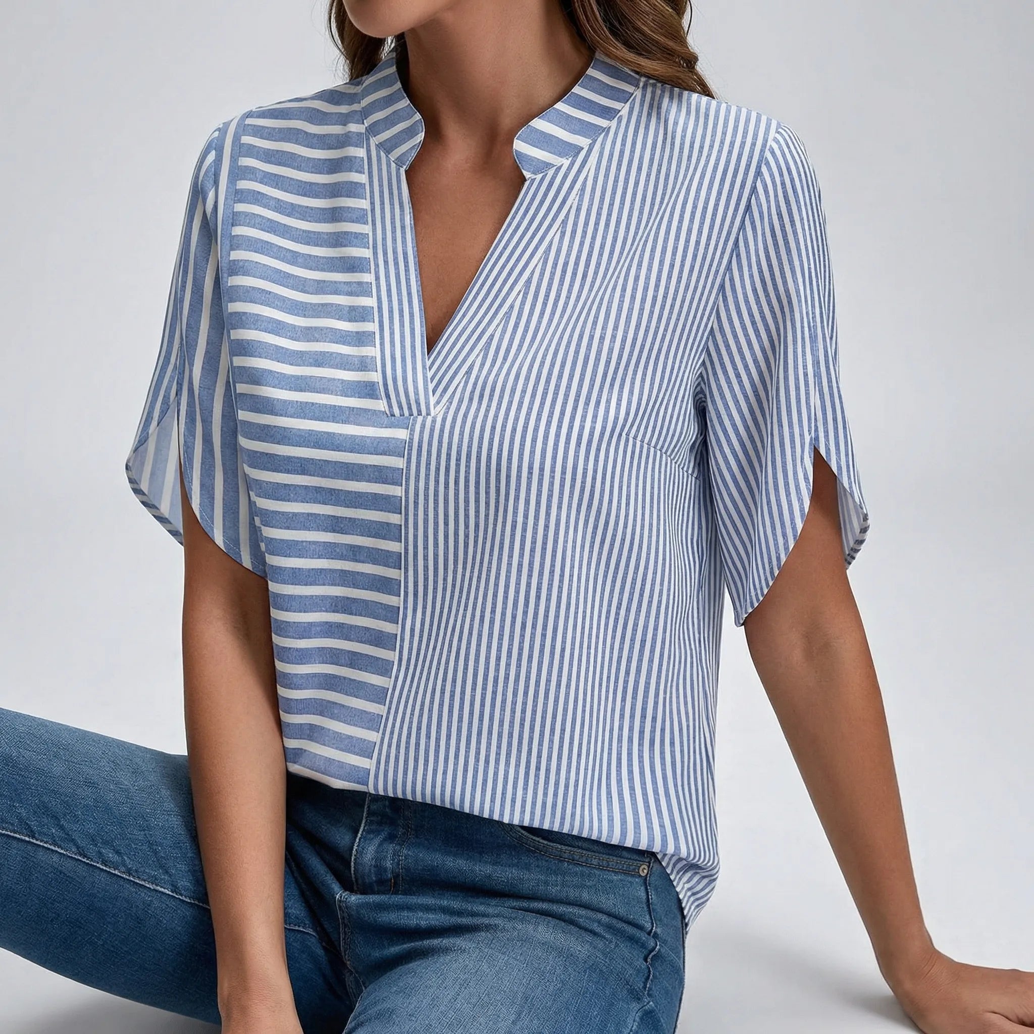 Blouse_dames_Gestreepte_blouse_met_korte_mouw_Store-bay.nl_3.webp