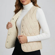 Bodywarmer dames | Gewatteerde quilted vest met knoopsluiting