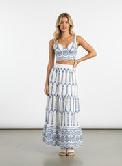 Rok & Top Set Dames | Katoenmix met Borduurdetails