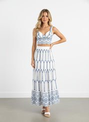 Rok & Top Set Dames | Katoenmix met Borduurdetails