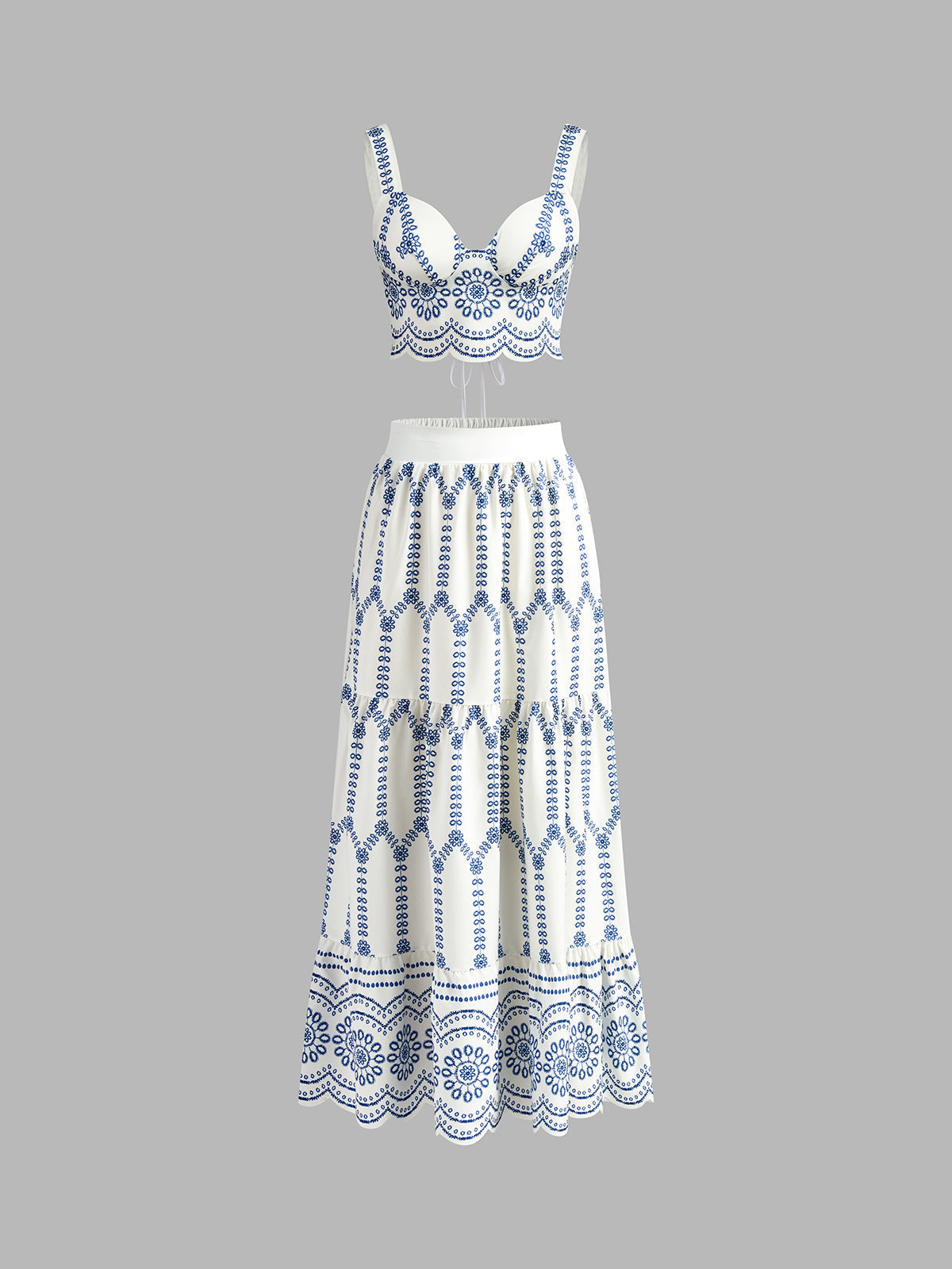 Rok & Top Set Dames | Katoenmix met Borduurdetails