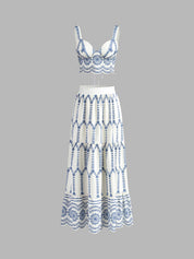 Rok & Top Set Dames | Katoenmix met Borduurdetails