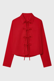 Elegante Blouse met Chinese Knoopsluiting en Moderne Pasvorm