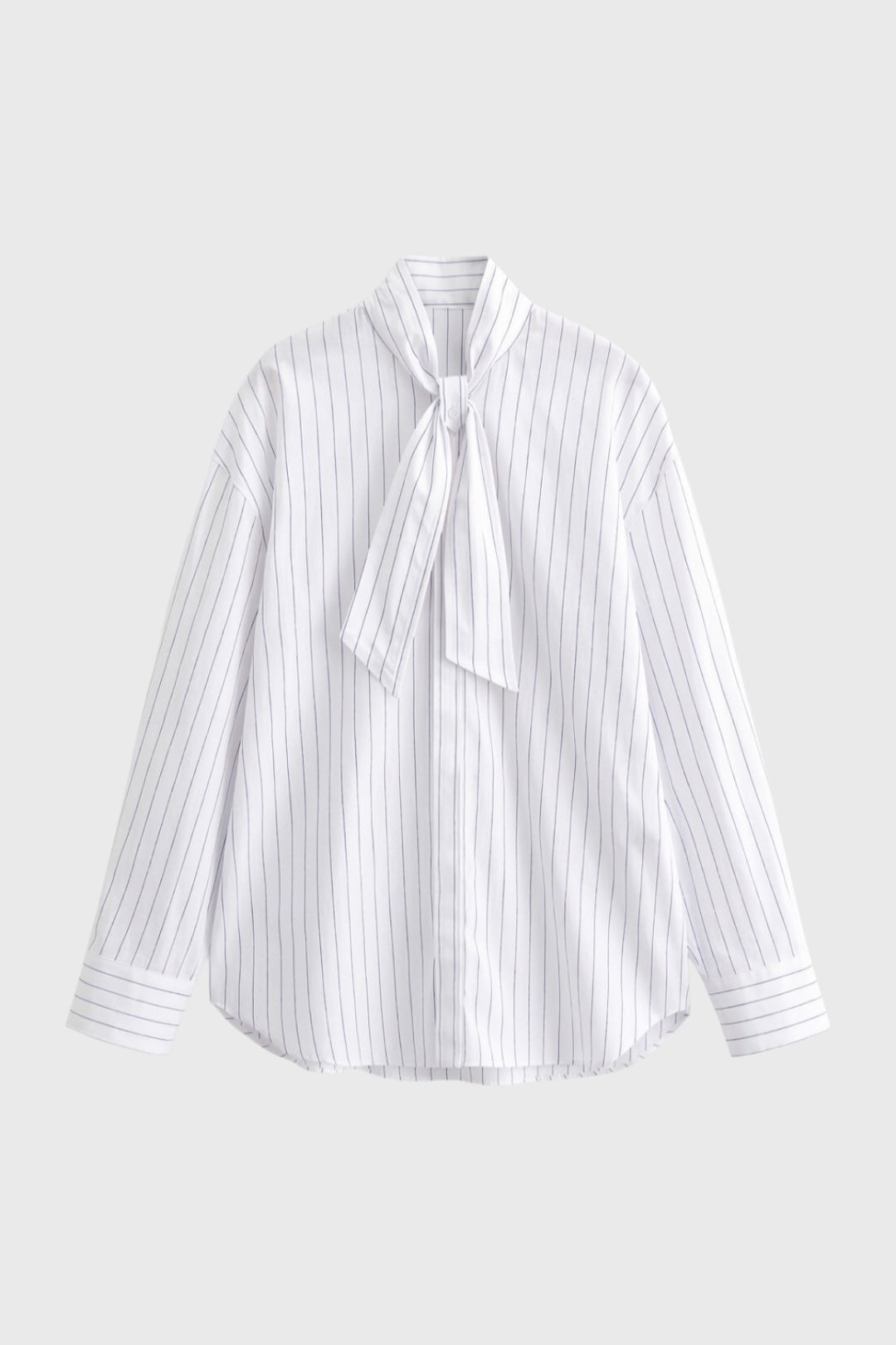 Elegante gestreepte damesblouse met volant en lange mouwen