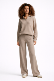 Wide Leg Polo Tweedelige Set – Luxe, Comfortabel & Moeiteloos Stijlvol