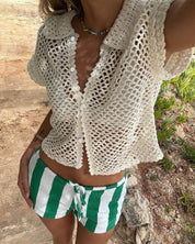 Sweet Travels Crochet Collared Top