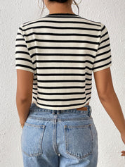 Almina Front Tie Stripe Top