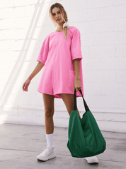 Nevaeh | Katoenen Romper met Zakken - roze