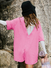 Nevaeh | Katoenen Romper met Zakken - roze