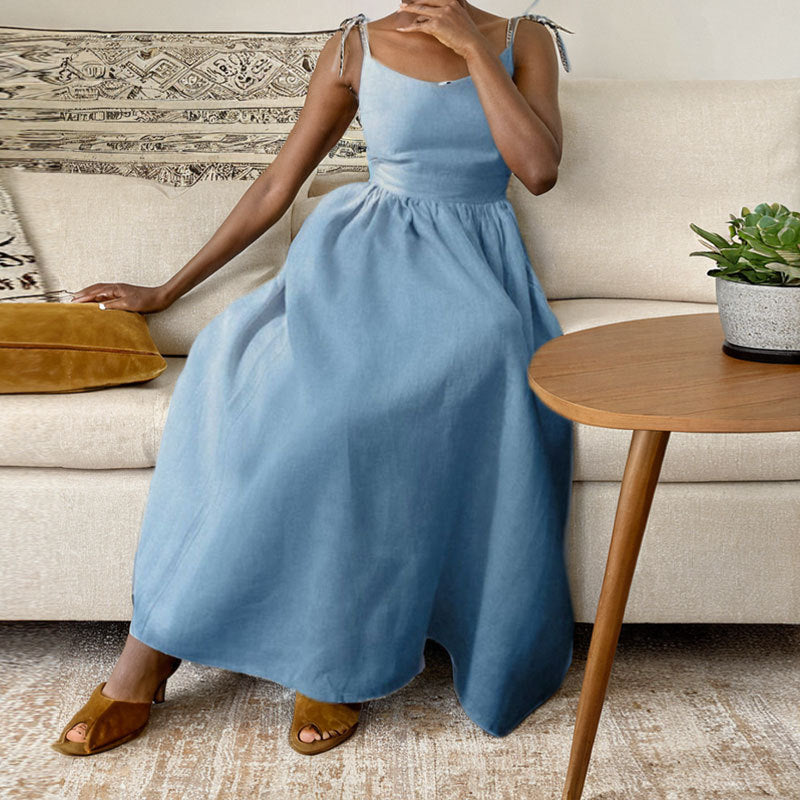 Luna | Elegante Midi-jurk met V-hals voor Dames Zomerjurkjes