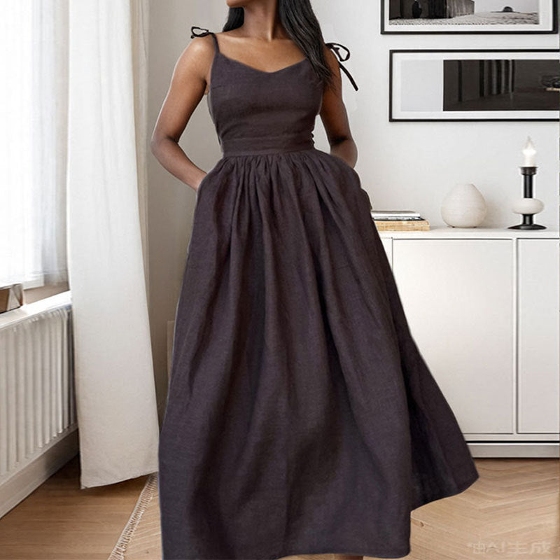 Luna | Elegante Midi-jurk met V-hals voor Dames Zomerjurkjes