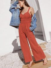 Dames Jumpsuit met Zakken - Roodbruin