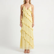 Maxi jurk dames | Ruffle jurk met v-hals